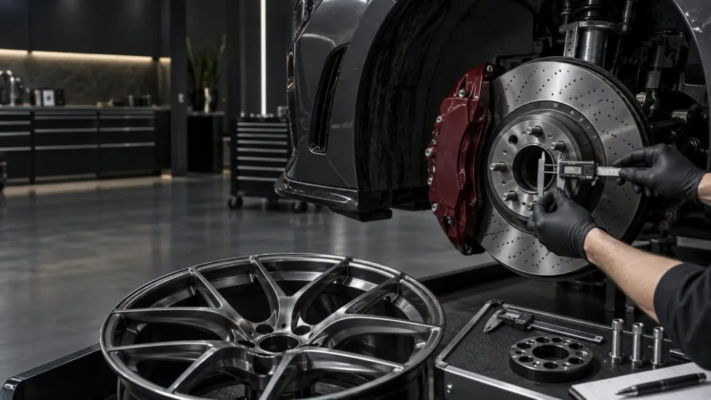 Custom forged wheel fitment and brake clearance engineering