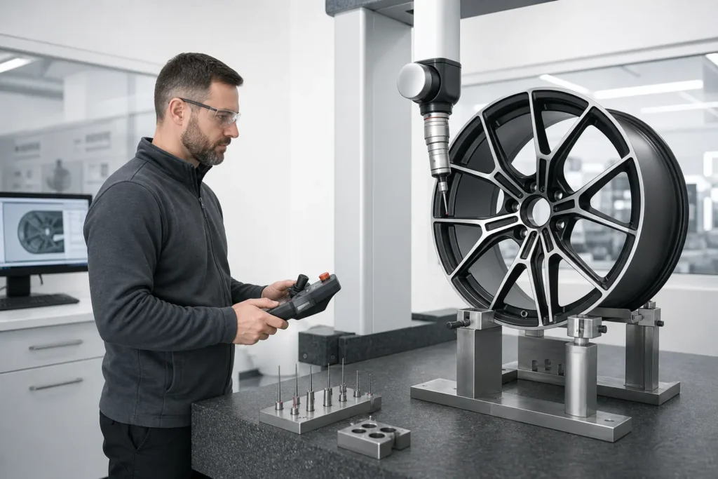 Quality inspection of a forged wheel for pickup-truck load and fitment requirements