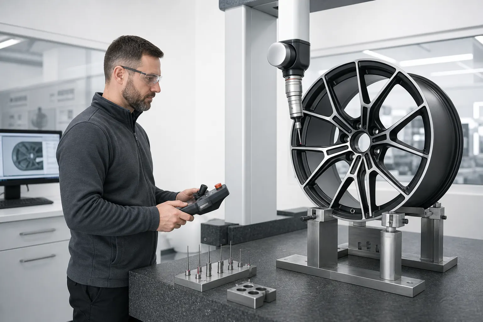 Quality inspection of a forged wheel for pickup-truck load and fitment requirements
