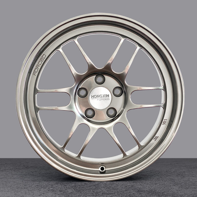 Custom car wheel, brushed silver finish