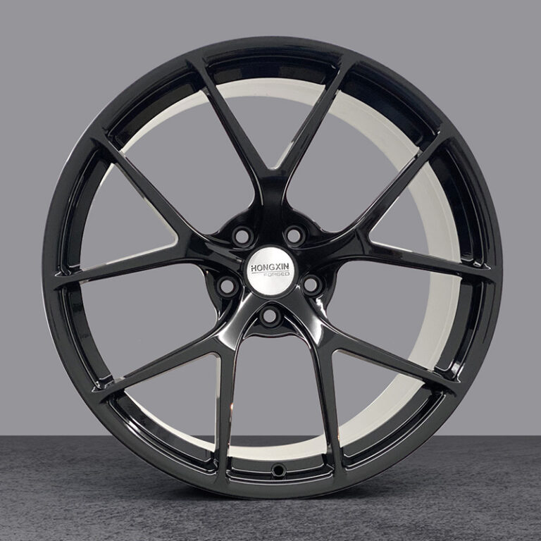 Custom car wheel, gloss black finish