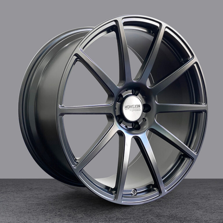 Custom car wheel, satin gunmetal finish