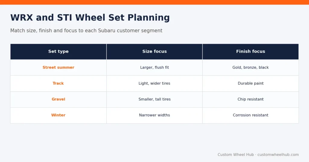 WRX and STI Wheel Set Planning